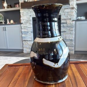 Artistic Dark Brown and Off White Ceramic Vase